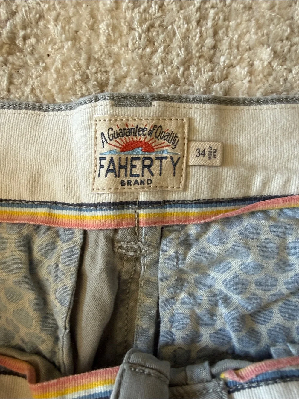 Faherty Light Gray Flat-Front Chino Shorts